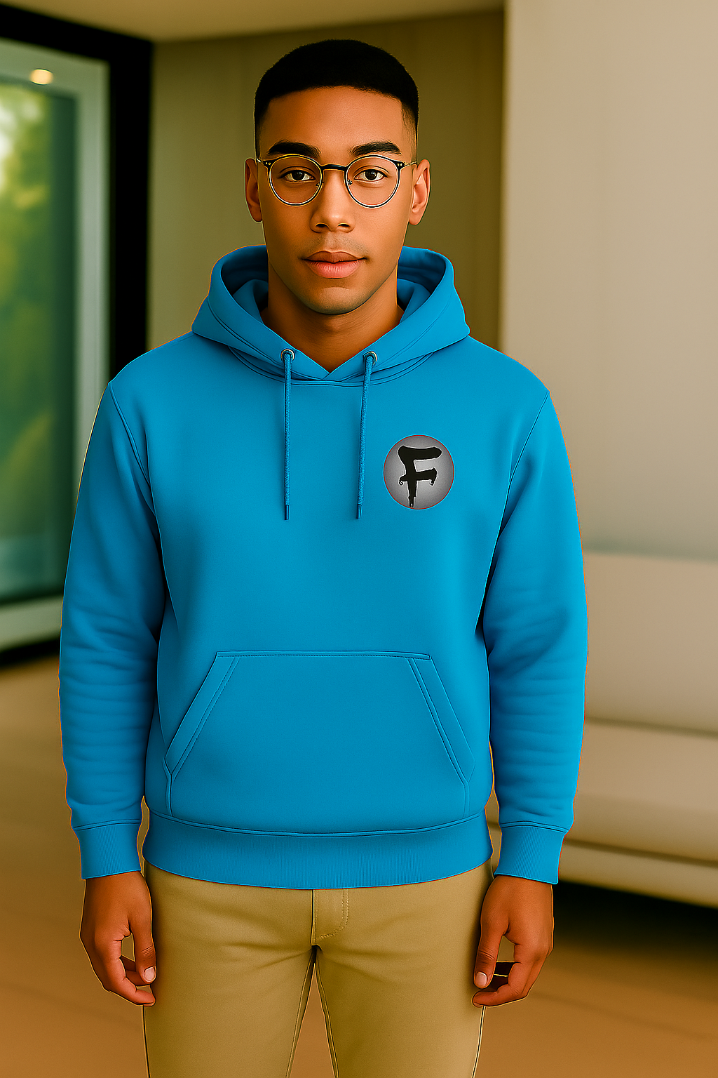 Chandail à capuchon noir FELID avec logo avant