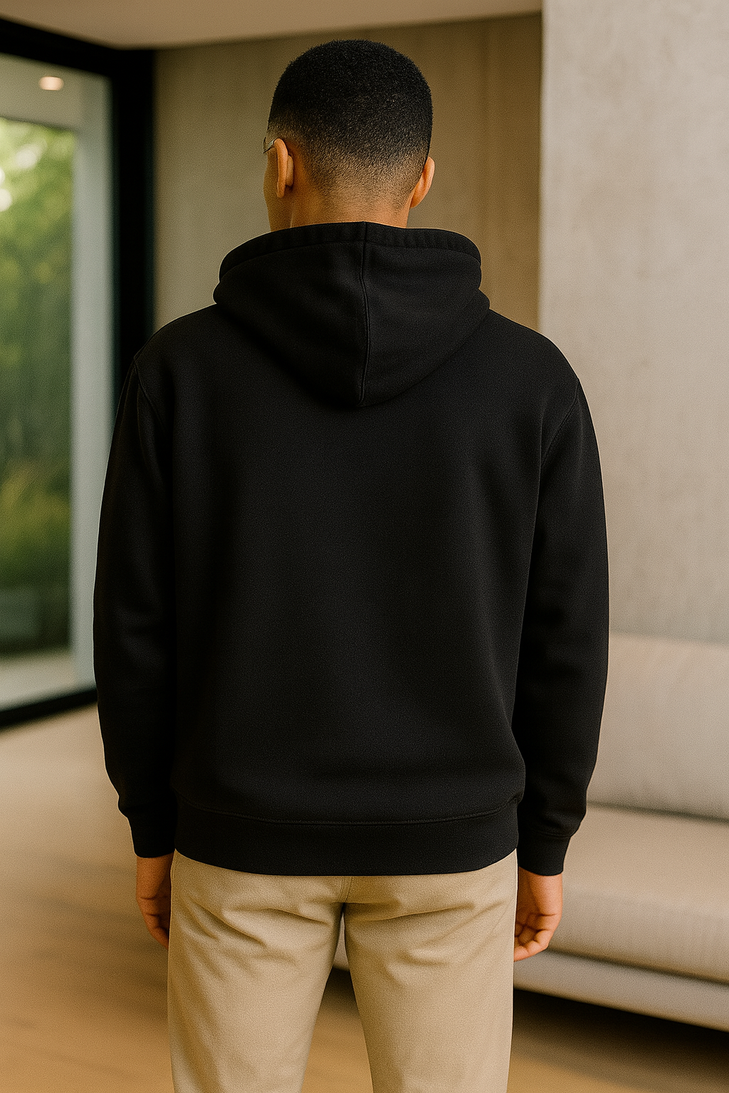 Chandail à capuchon noir FELID avec logo avant