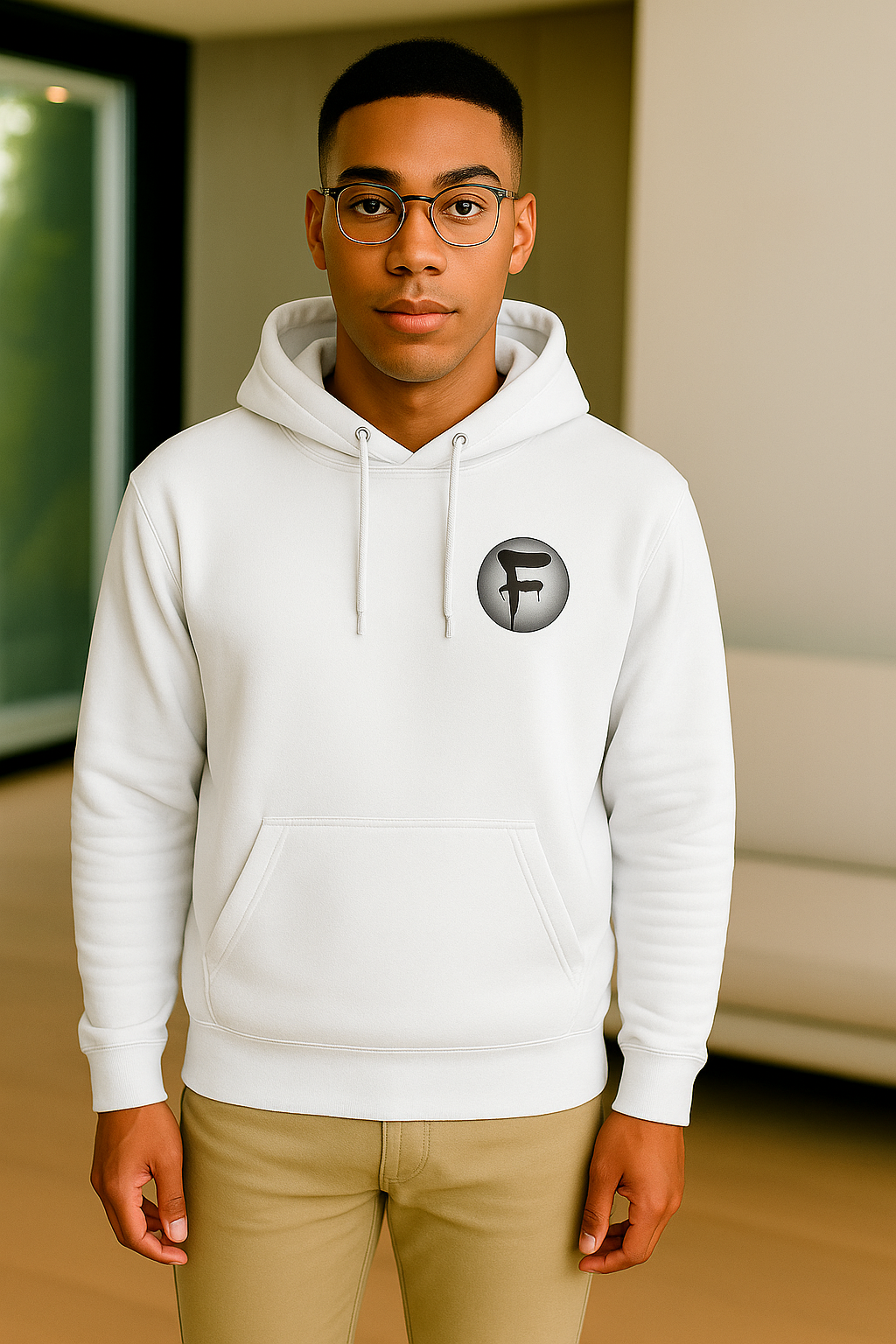 Chandail à capuchon noir FELID avec logo avant