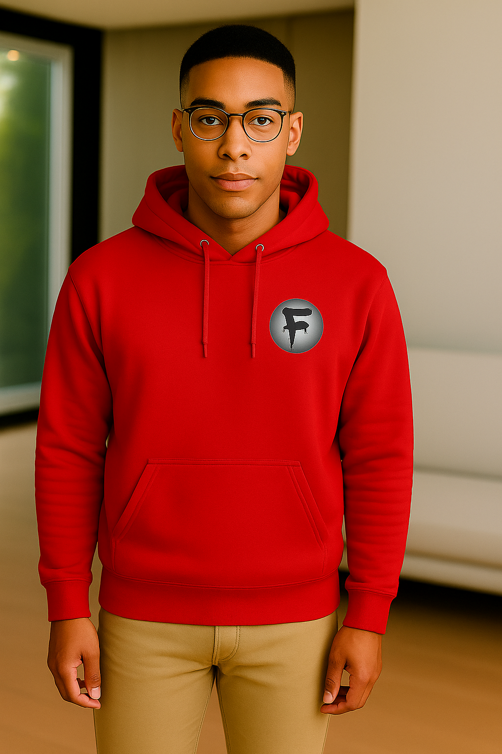 Chandail à capuchon noir FELID avec logo avant